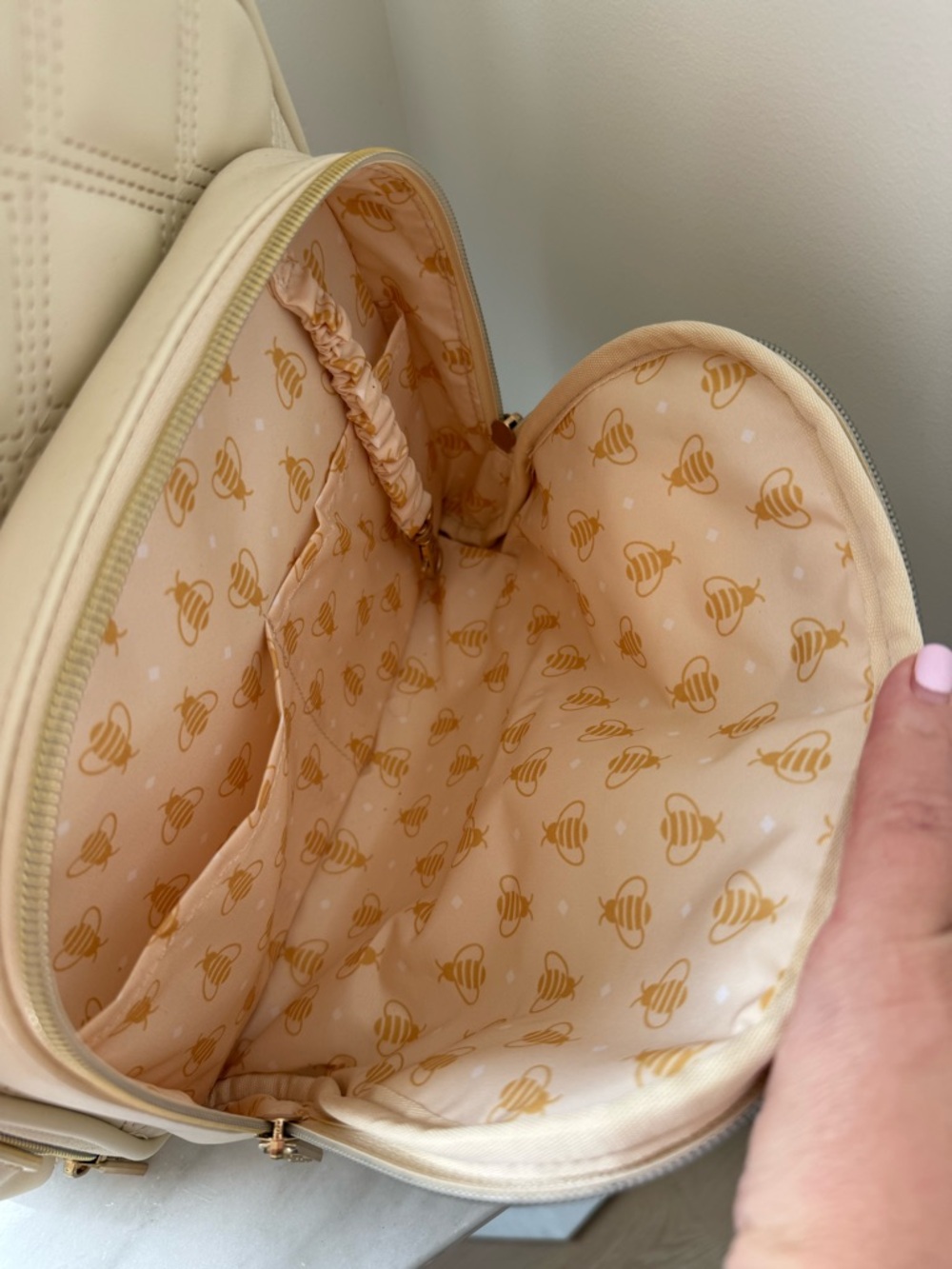 Itzy Ritzy Mini Plus Diaper Bag - Milk and Honey cream quilted faux leather - Picture 10 of 10